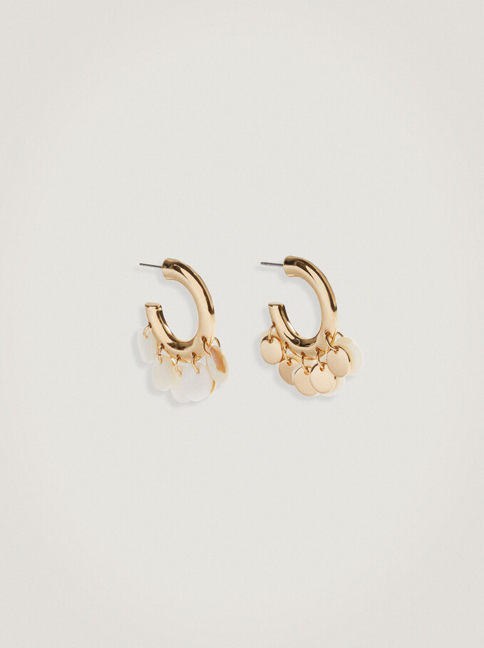 Hoop Earrings With Pendants, Golden, hi-res