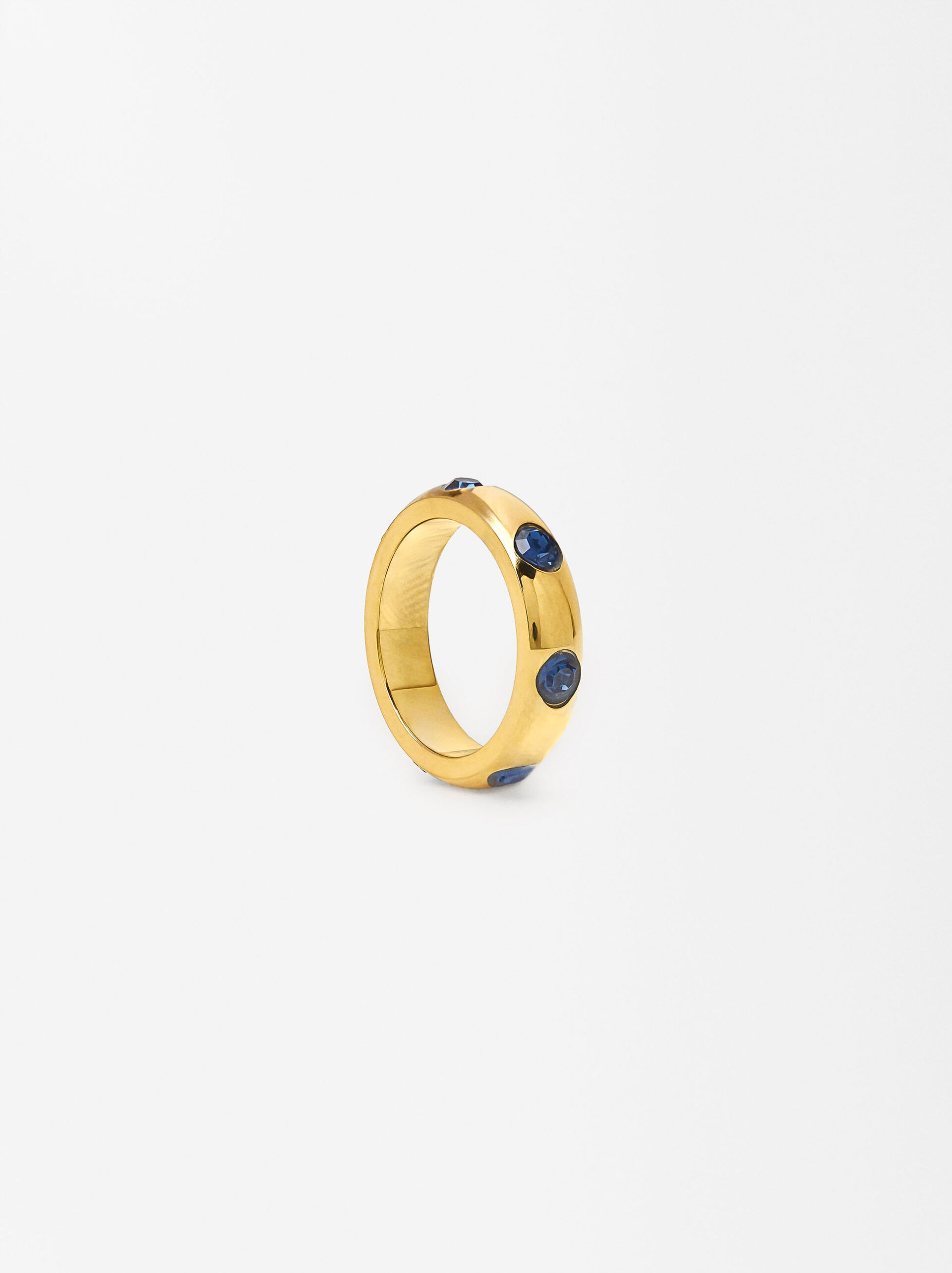 Goldener Ring Mit Zirkonia - Edelstahl image number 1.0
