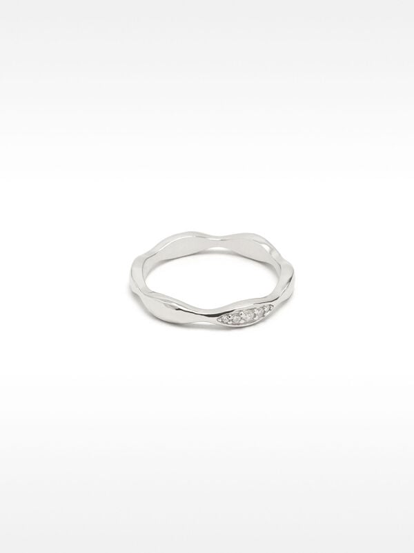 Wave ring with zirconia – 925 sterling silver