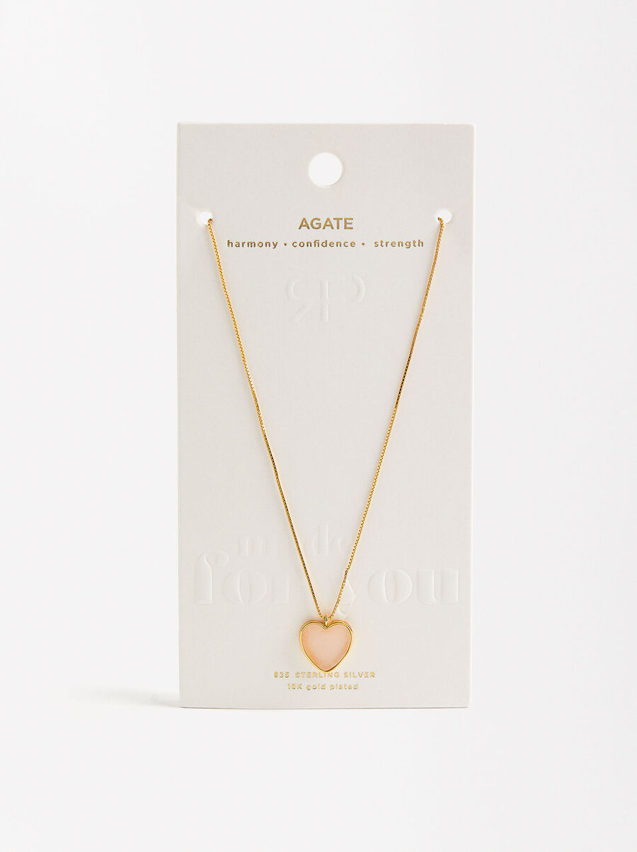 Collana corta pietra a forma di cuore - Argento sterling 925