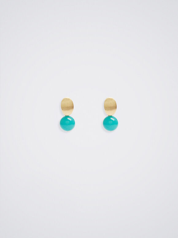 Golden Earrings With Crystals, Blue, hi-res