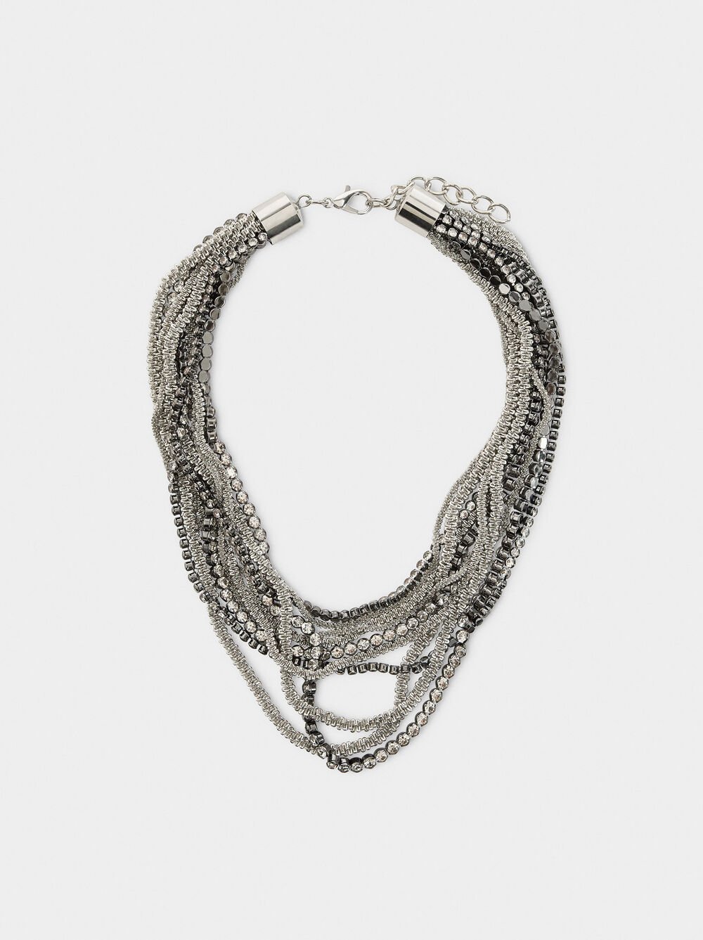 Maxi multiple necklace with crystals