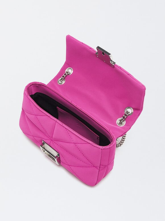 Quilted Shoulder Bag, Pink, hi-res