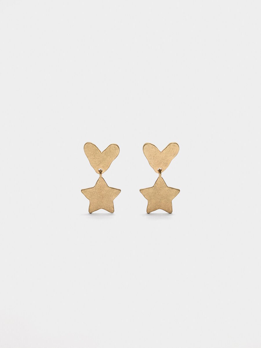 Earrings with heart and star