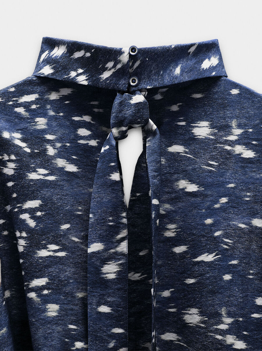 Long-sleeve animal print blouse