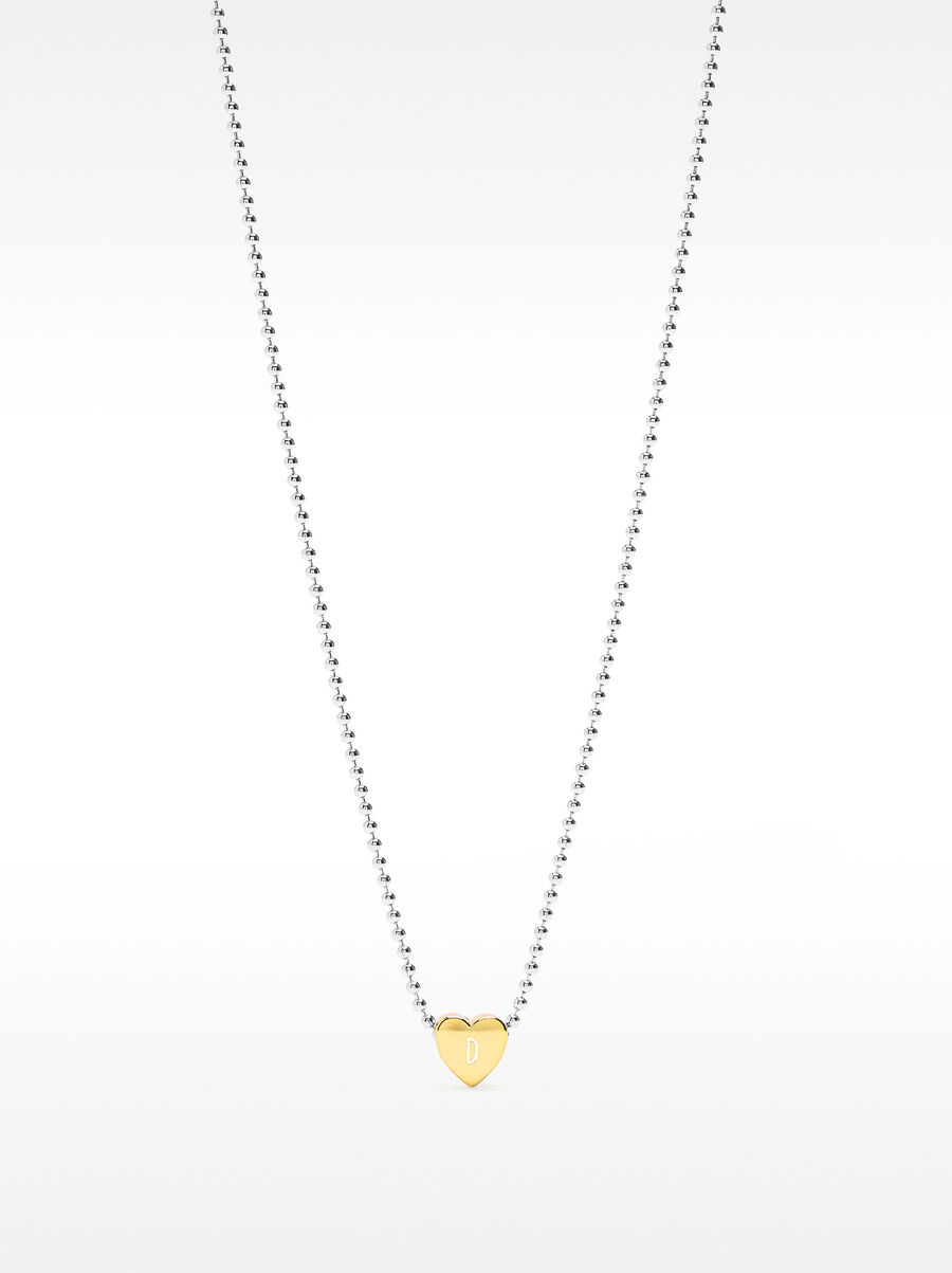 Colar curto pendente de coração -  prata de lei 925
