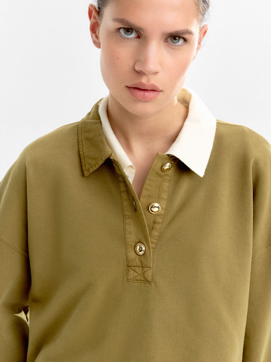 Felpa 100% cotone con colletto da polo