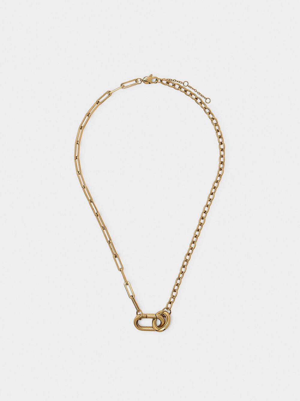 Necklace of links pendant lobster clasp