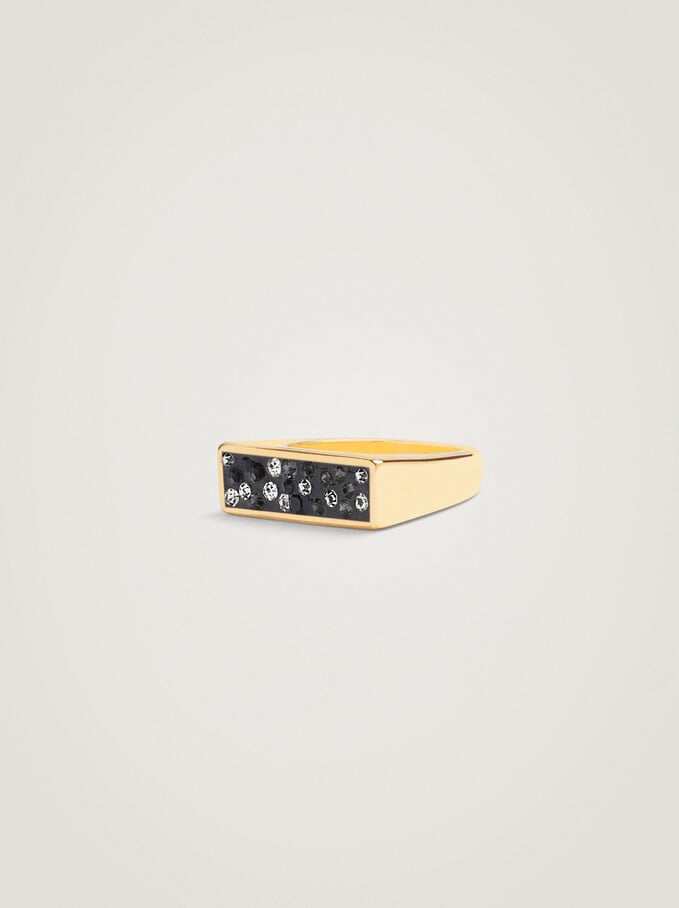 Signet Ring With Strass, Multicolor, hi-res