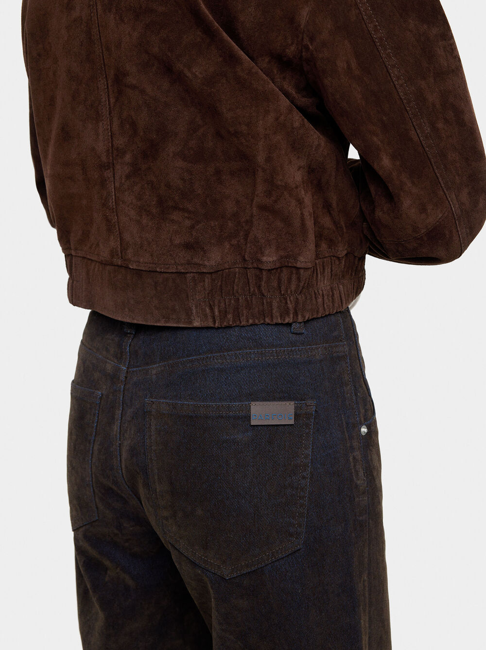 Denim-Hose mit Samteffekt