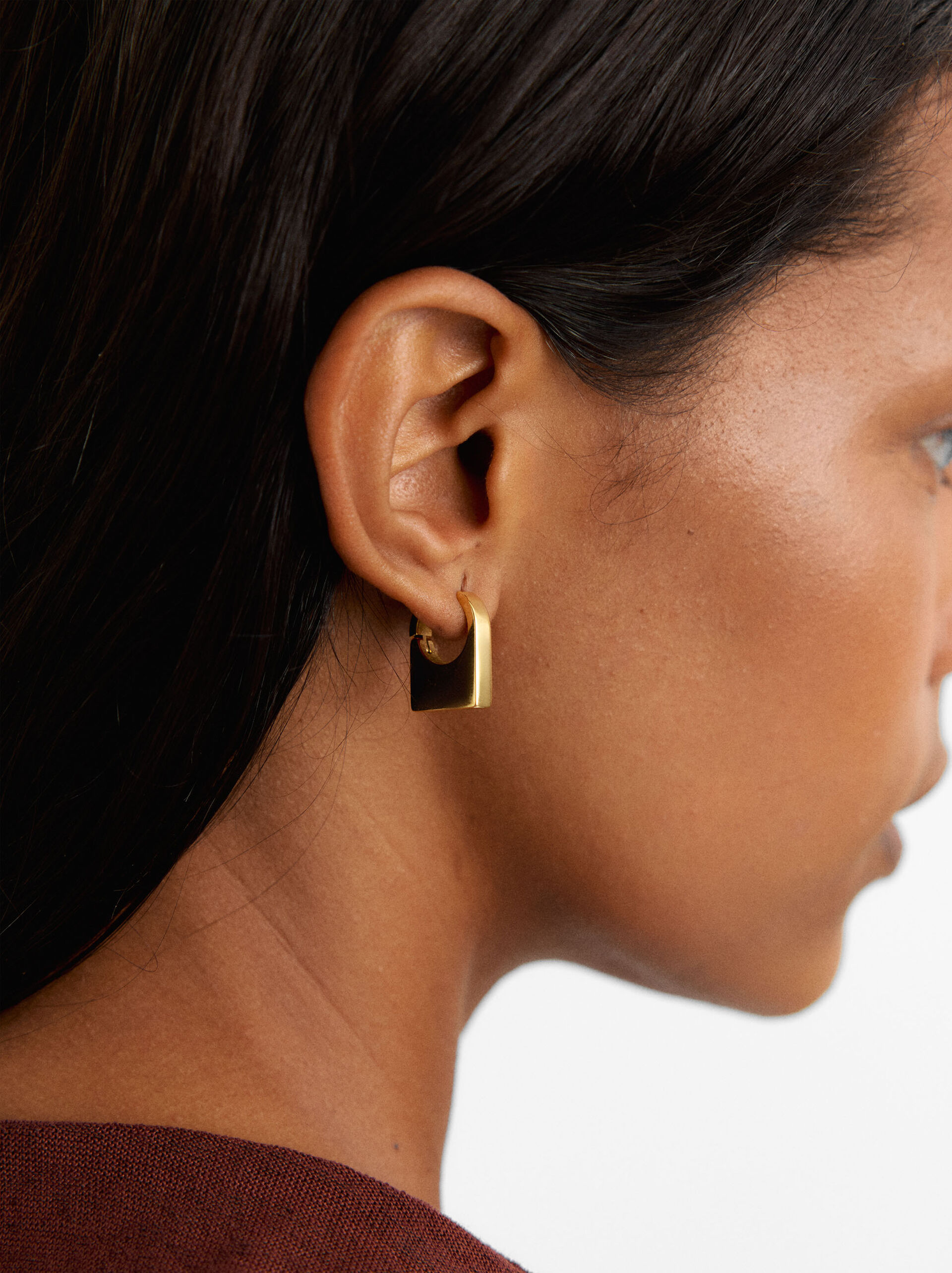 Rectangular hoop earrings – stainless steel image number 0.0