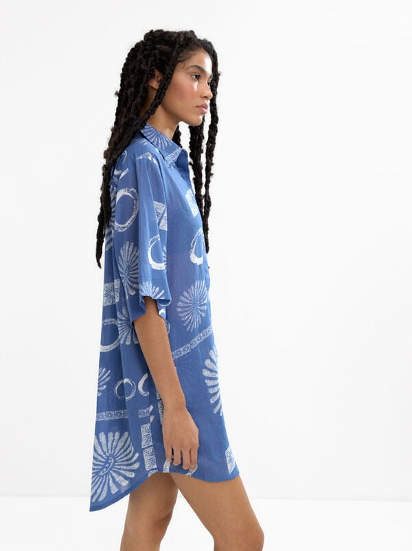 Short printed shirt dress