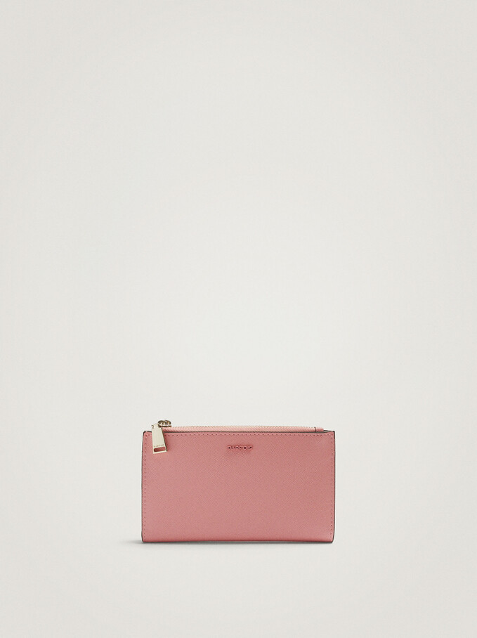 Plain Purse With Zip Fastening, Pink, hi-res