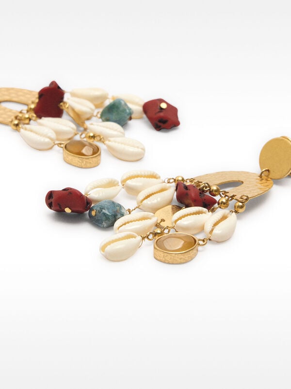 Maxi earrings with shells and stones