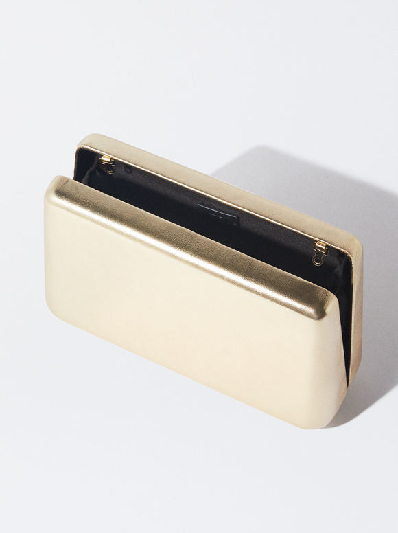 Party Clutch With Chain Handle, Golden, hi-res