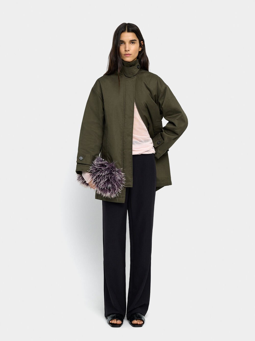 Cotton high-neck jacket