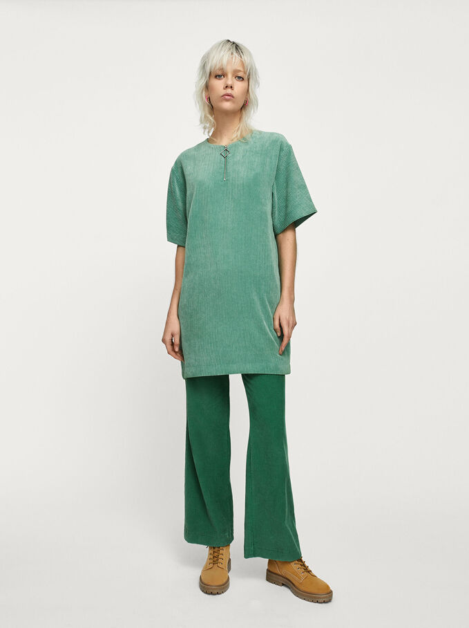 Short Corduroy Dress, Green, hi-res