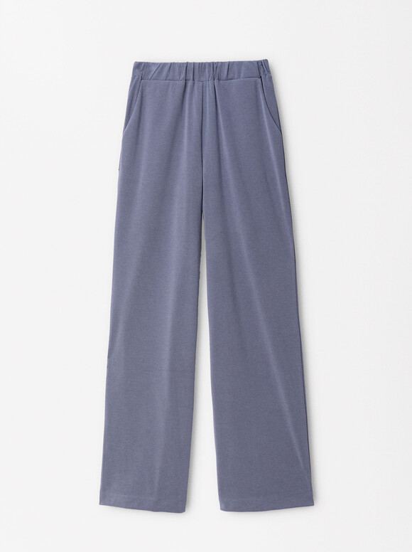 Loose-Fitting Trousers With Elastic Waistband, Purple, hi-res