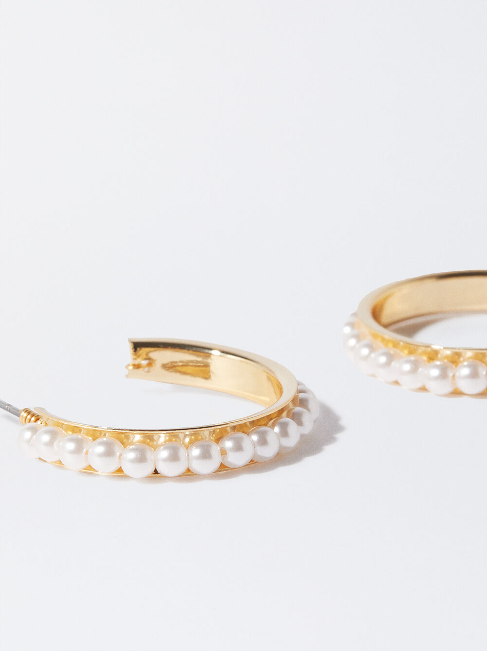 Golden Hoop Earrings With Pearls
