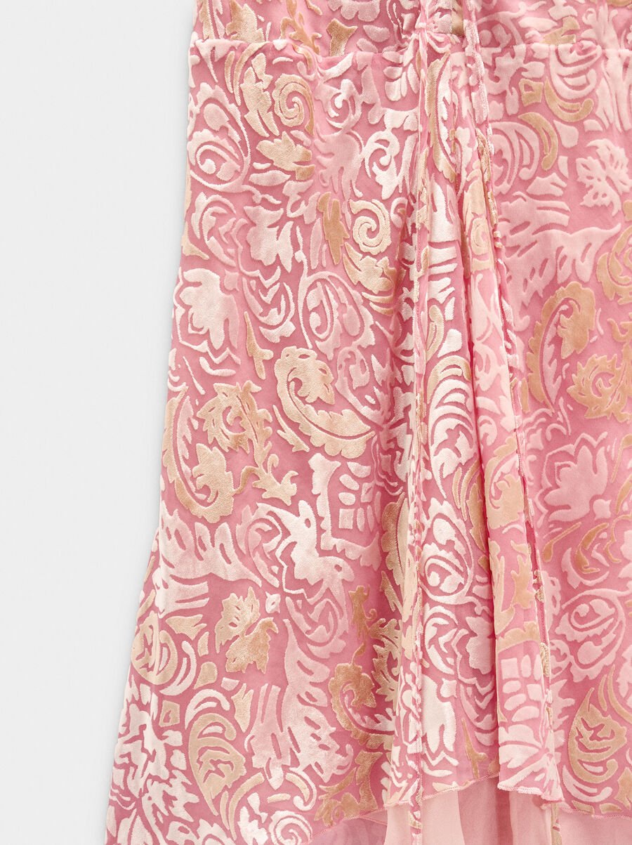 Midi jacquard skirt with leaves