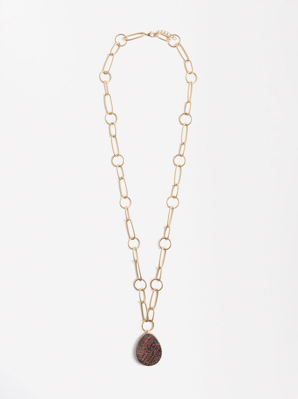 Long chain necklace with stone