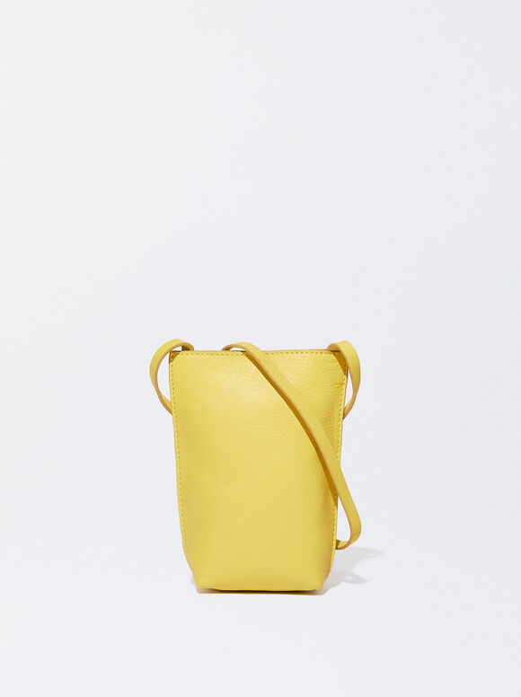 Online Exclusive - Leather Phone Case, Yellow, hi-res