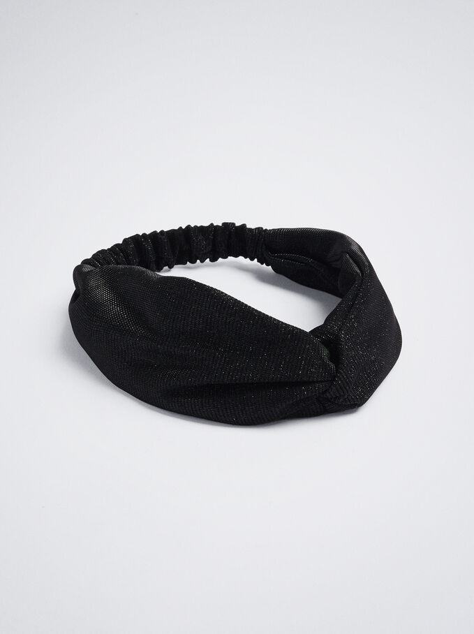 Strass Turban-Style Headband, Black, hi-res