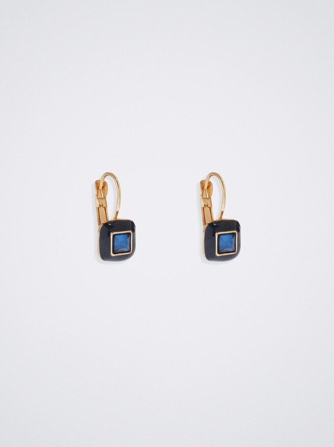 Earrings With Crystal, Blue, hi-res