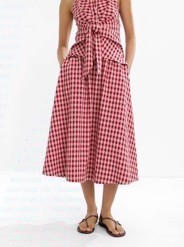 Jupe midi imprimé vichy