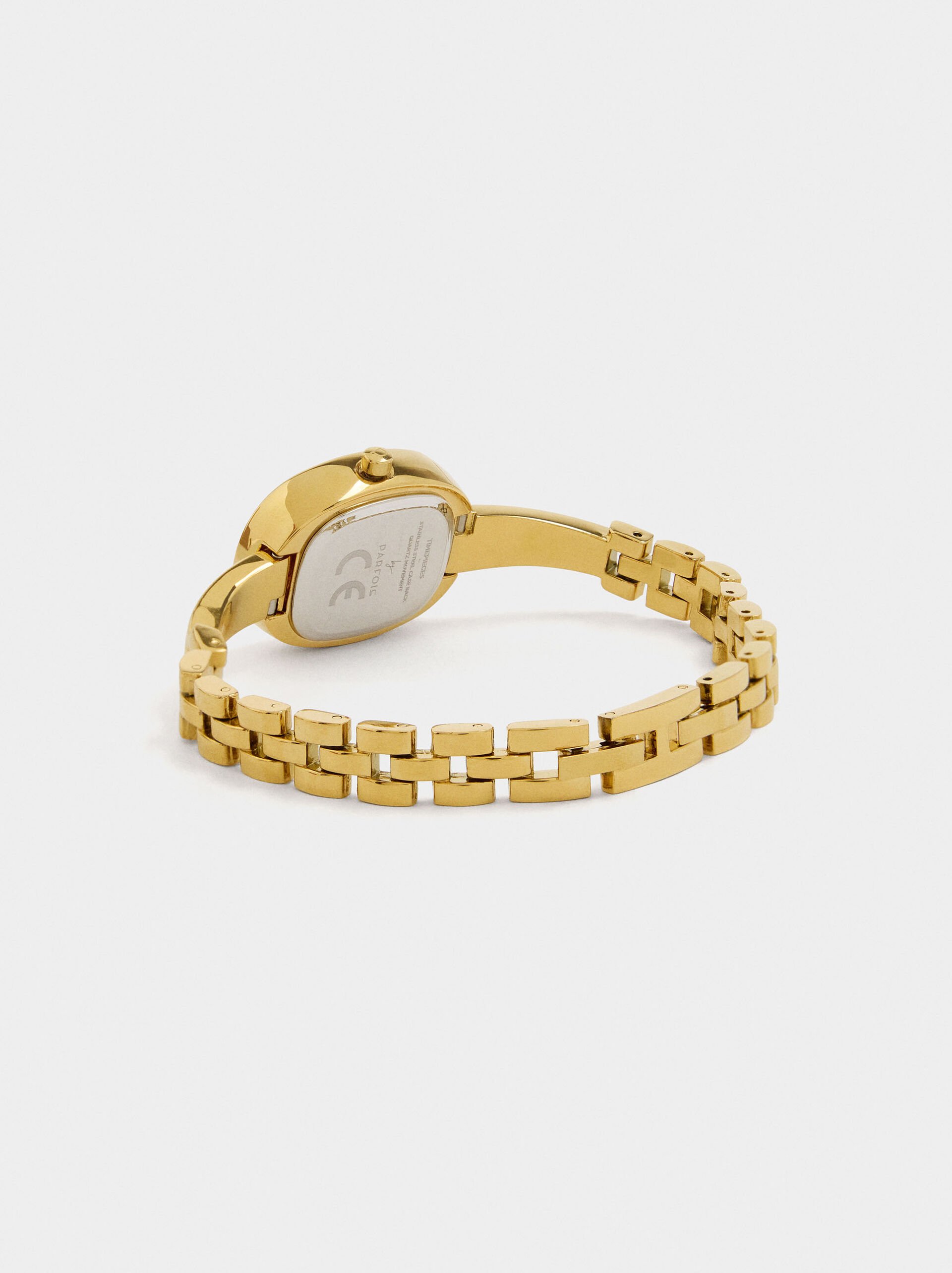 Oval watch with stainless steel bracelet image number 2.0