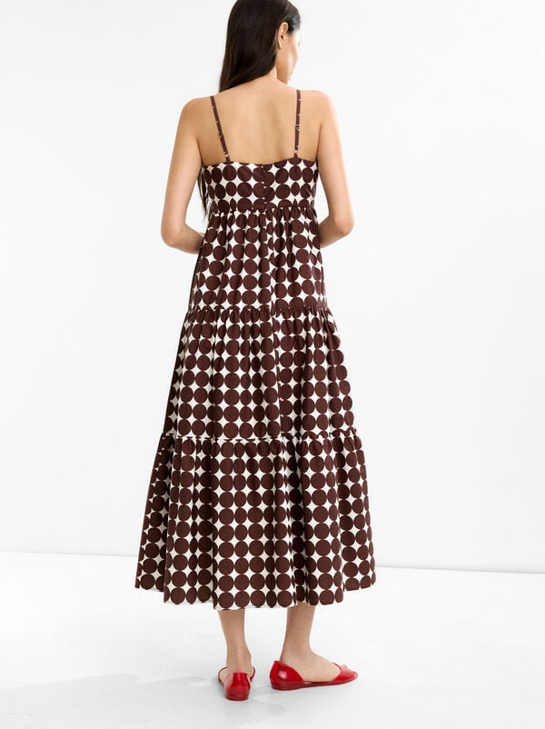 Long dress with polka dots 100% cotton