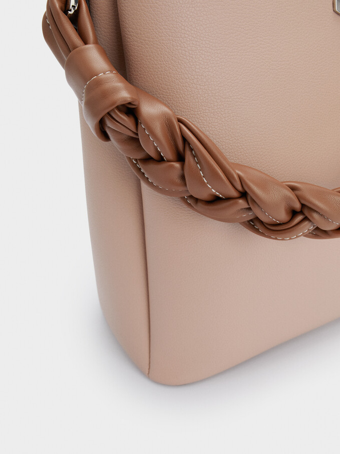Handbag With Braided Handle, Pink, hi-res