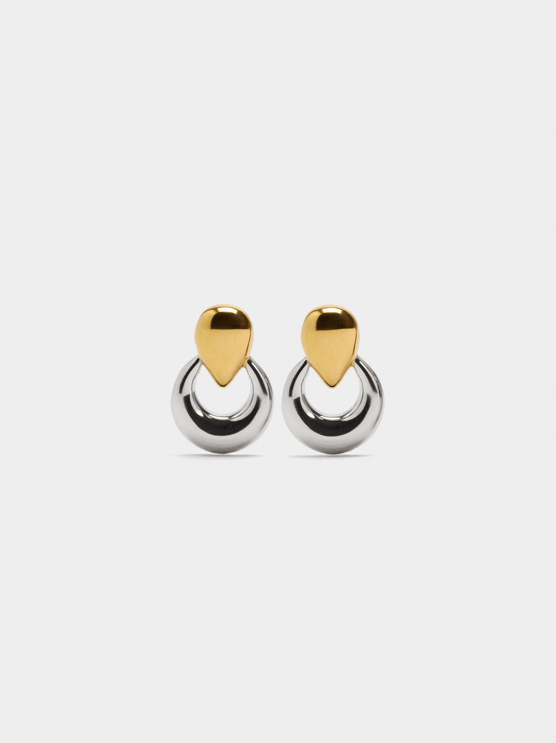 Bicolor short earrings - stainless steel image number 0.0