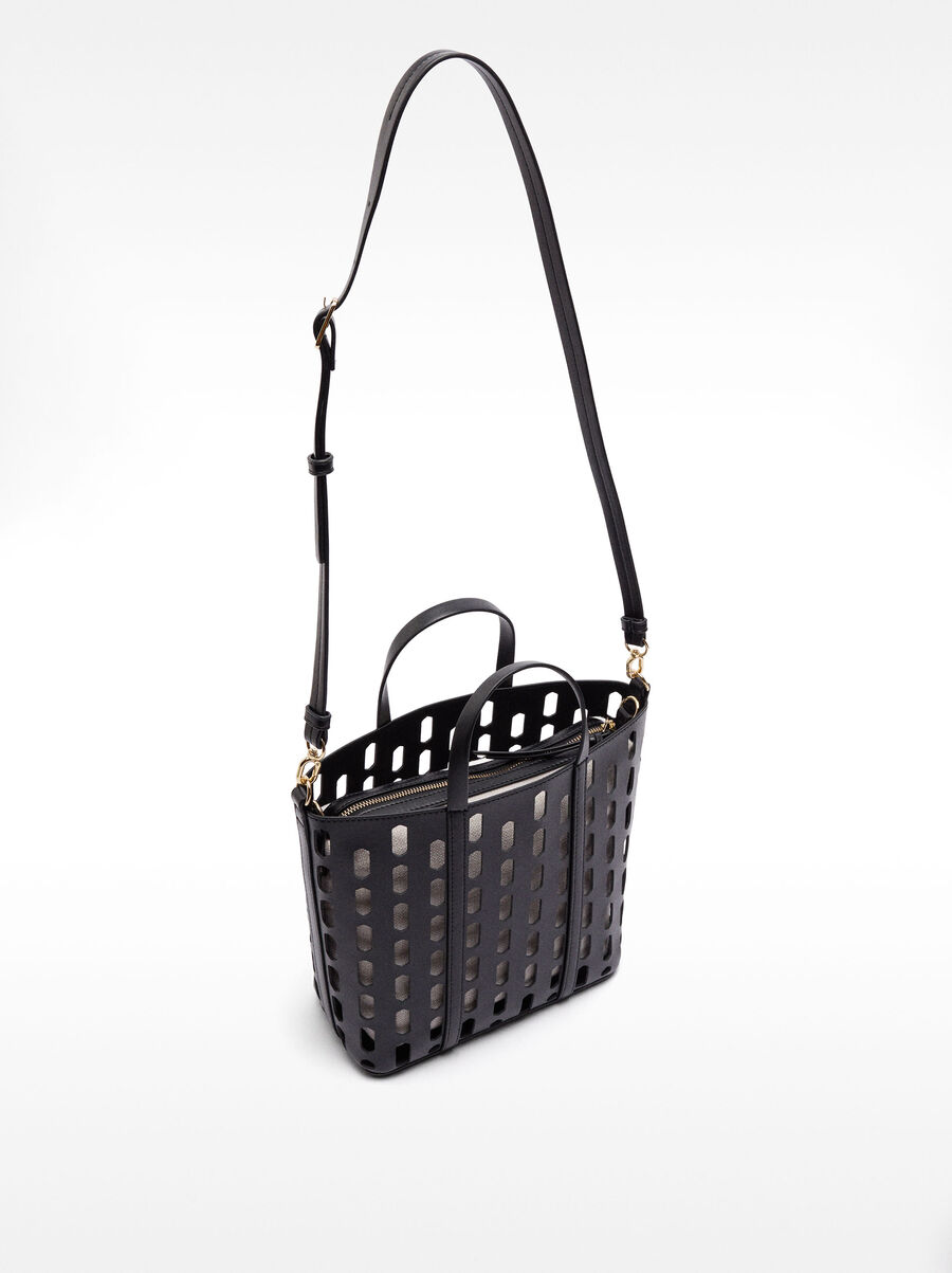 Perforated tote bag with removable pouch