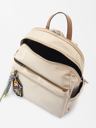 Nylon Backpack For 13” Laptop, Ecru, hi-res