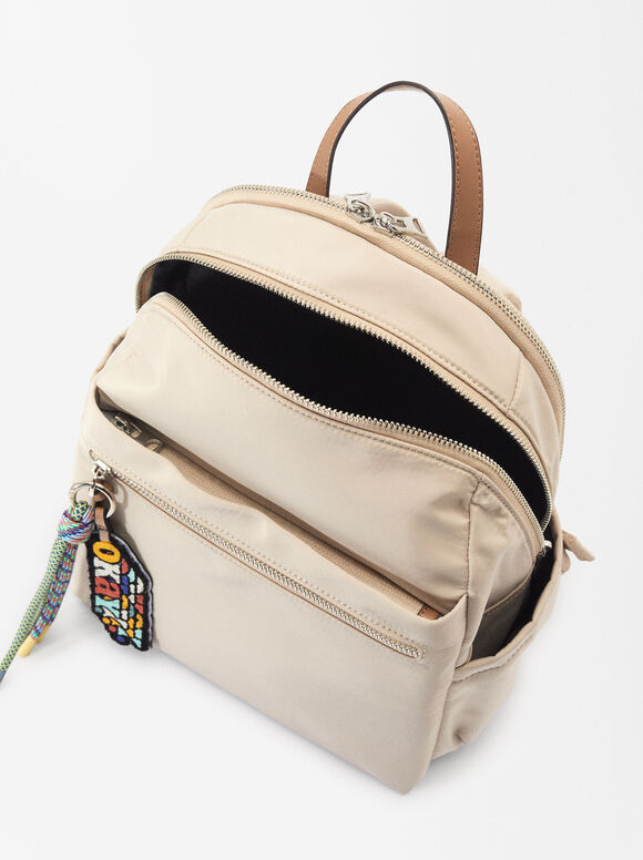 Nylon Backpack For 13” Laptop, Ecru, hi-res