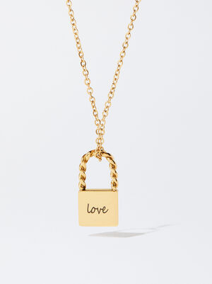 Online Exclusive - Personalized Golden Stainless Steel Lock Necklace