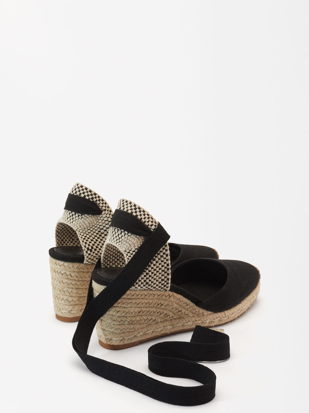 Lace Up Fabric Wedges