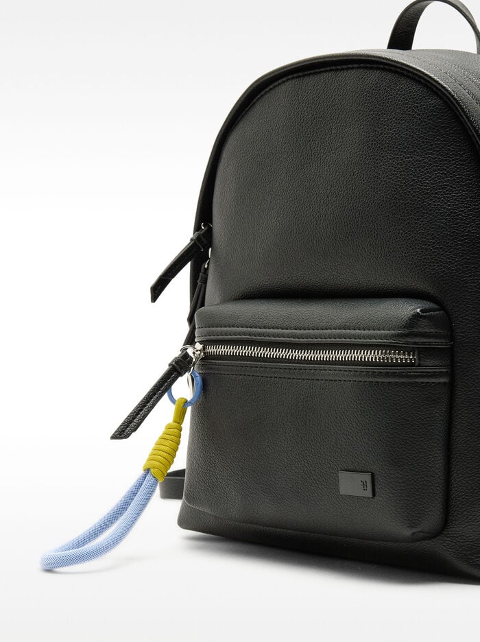 Textured backpack with pendant