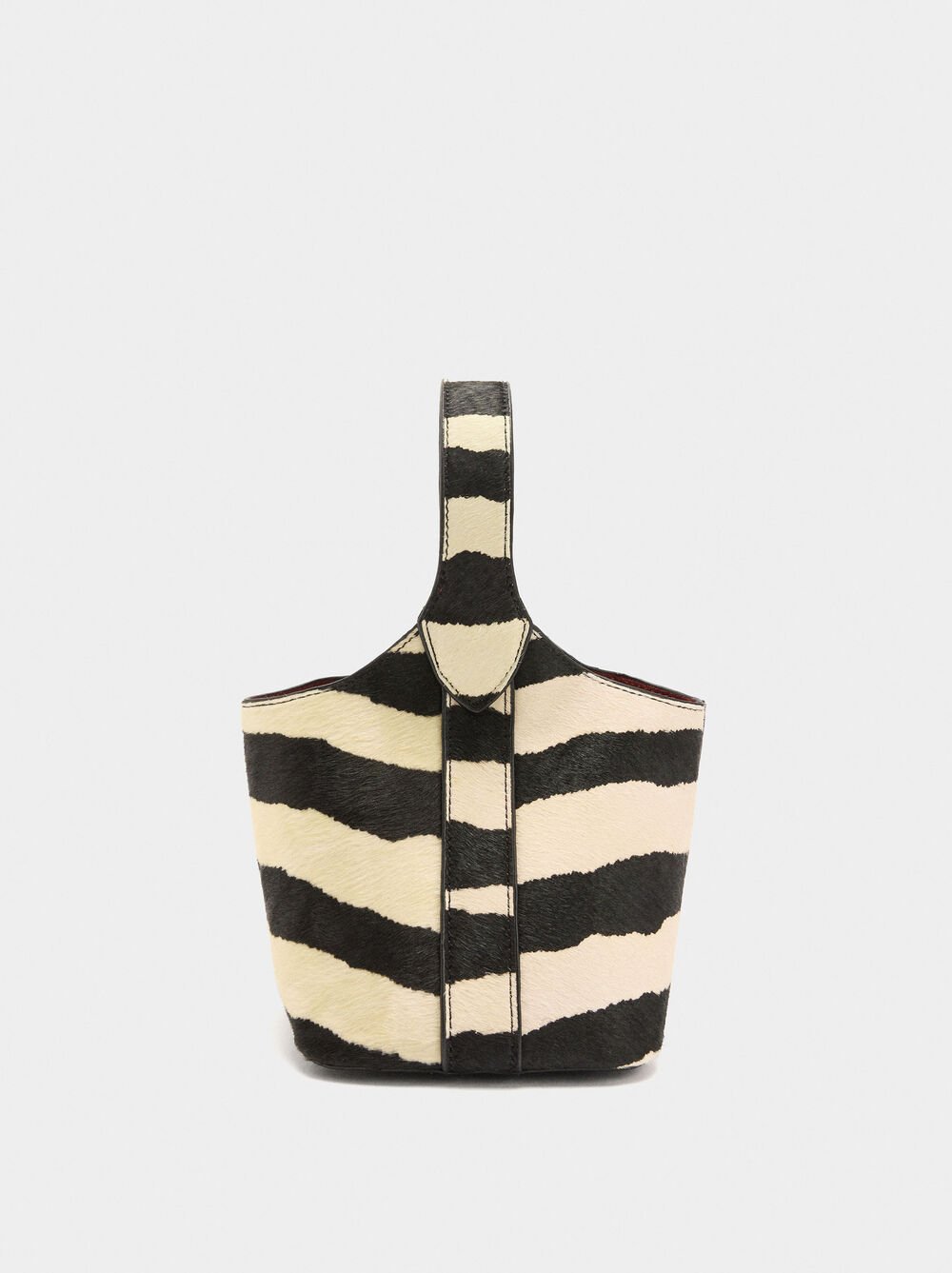 Bucket bag with leather contrast