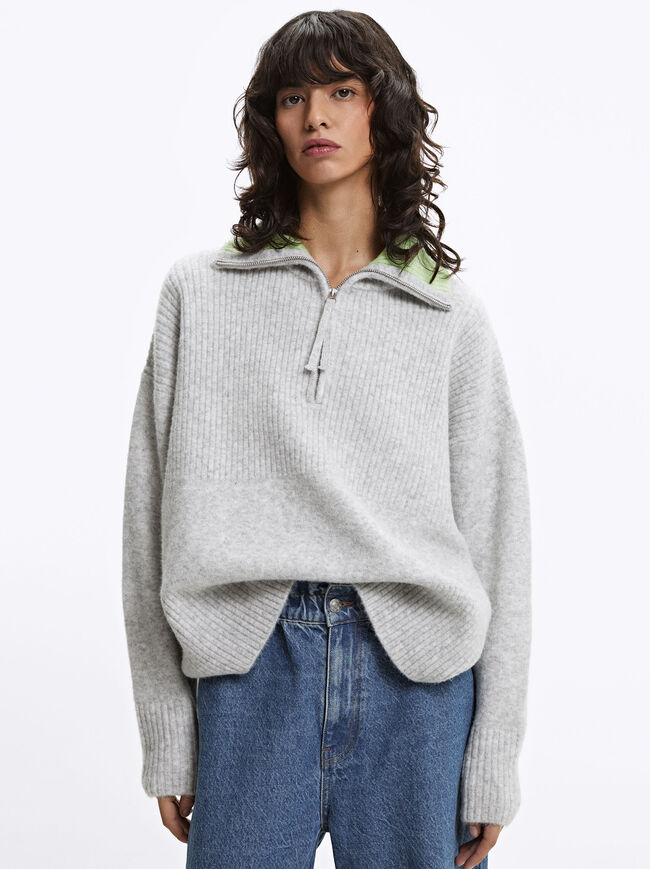 Knit Sweater With High Collar image number 2.0