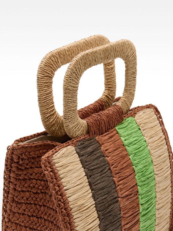 Multicolor tote bag with straw effect