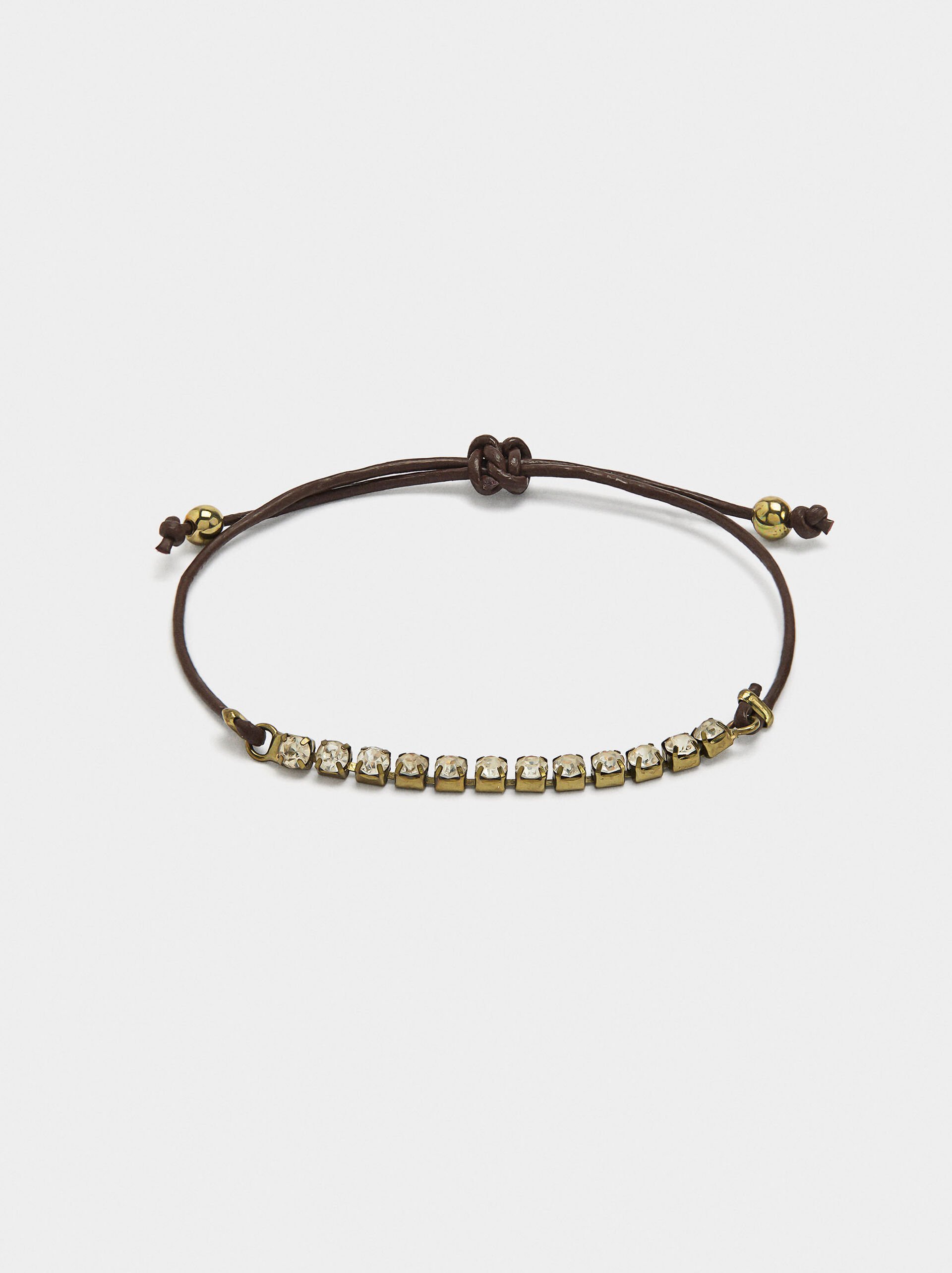 Armband aus Lederkordel mit Kristallen image number 0.0
