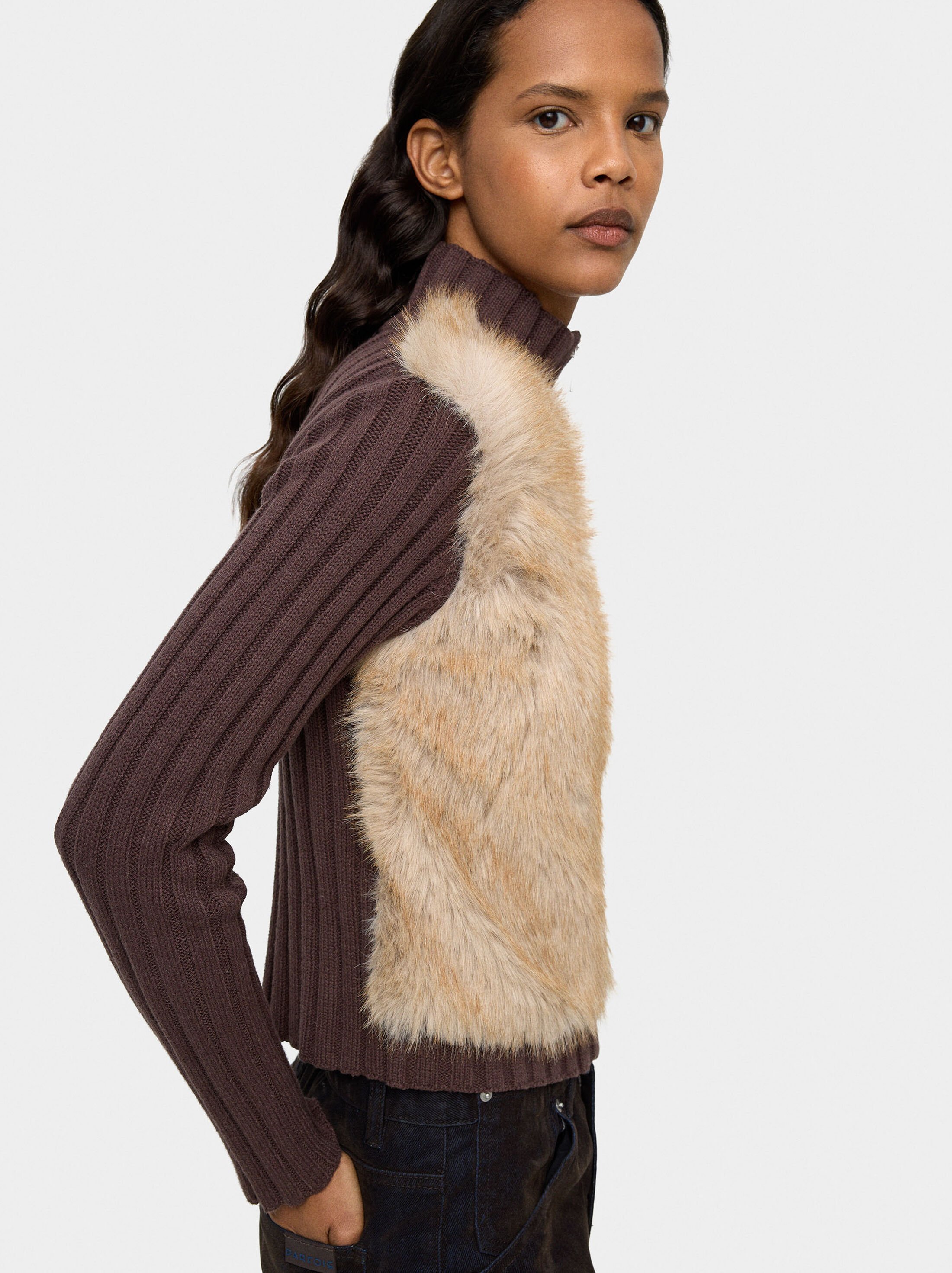 Càrdigan de punt efecte pèl image number 2.0