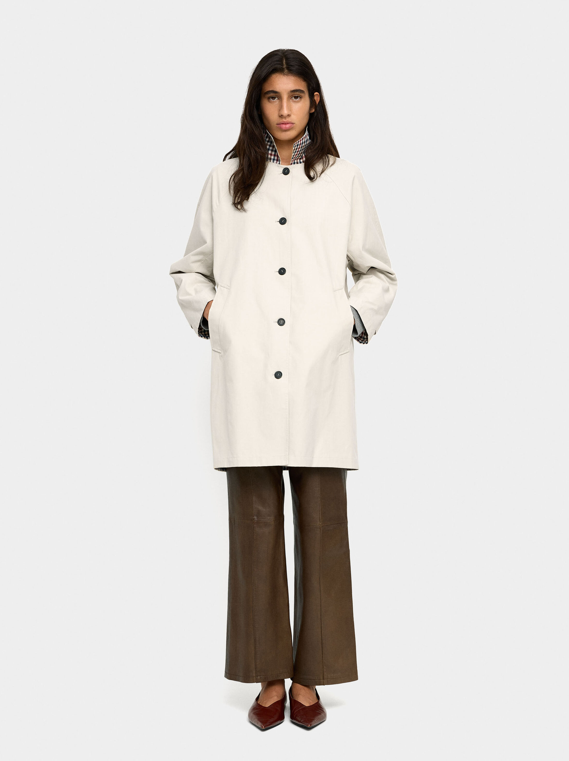 Trench midi estampado interior image number 1.0