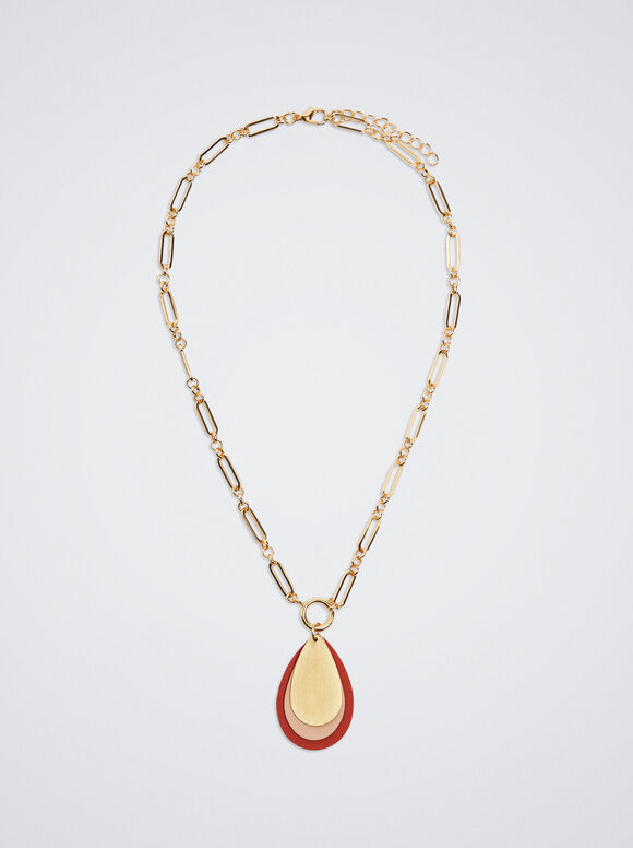 Rubber Golden Necklace, Multicolor, hi-res