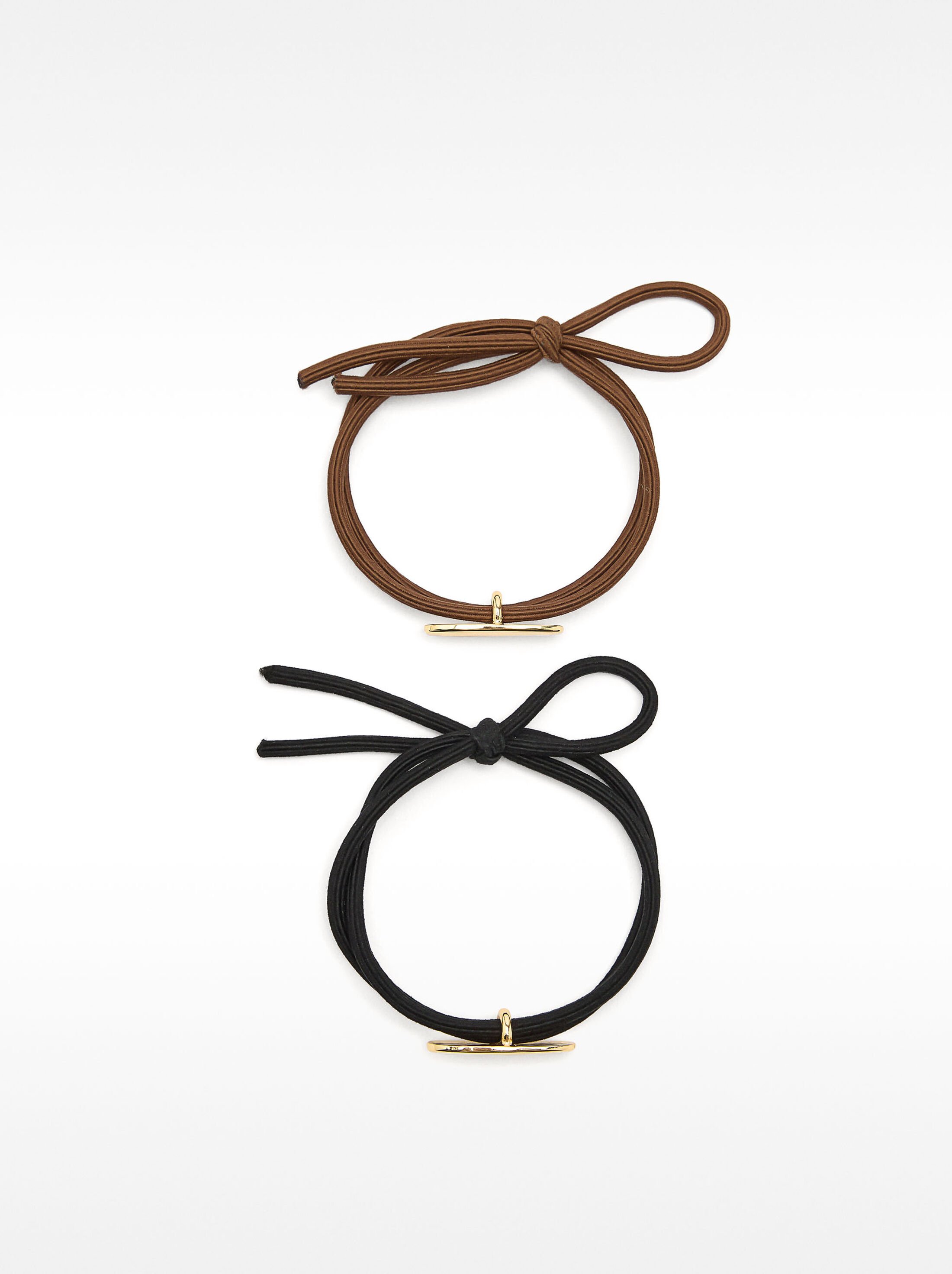 Set of hair elastics with metallic detail image number 2.0