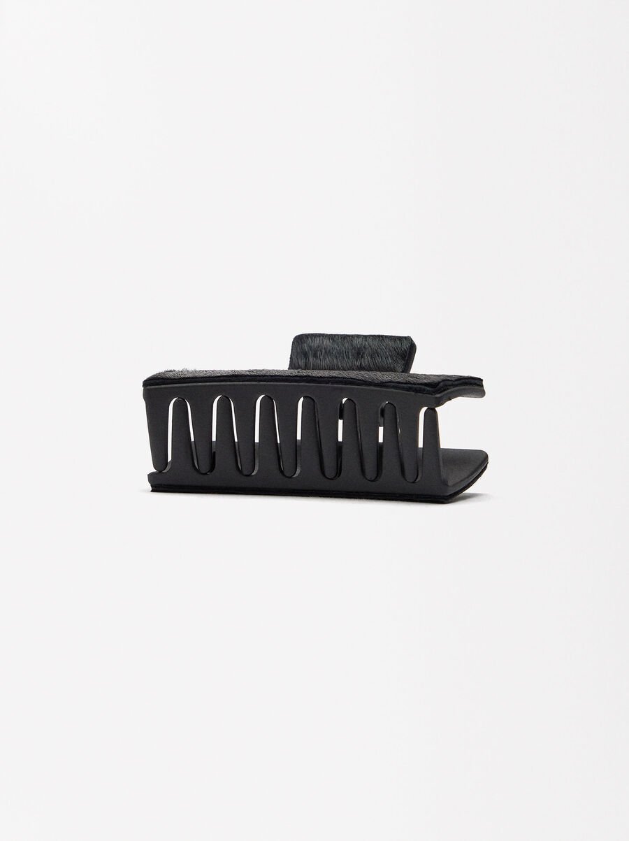 Pinza de pelo con piel