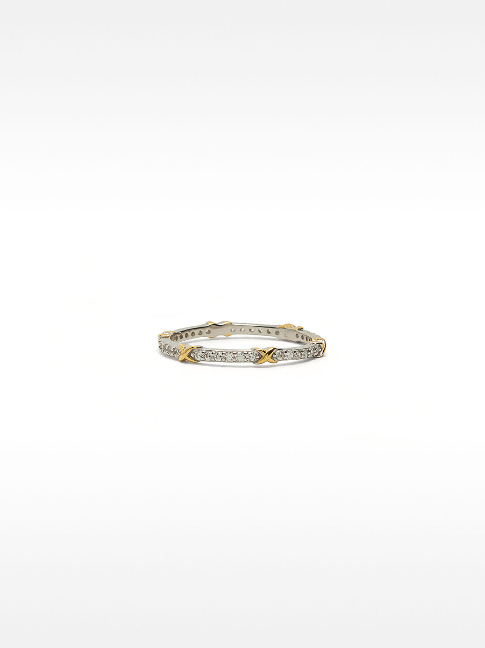Bicolor ring with zircons - 925 sterling silver