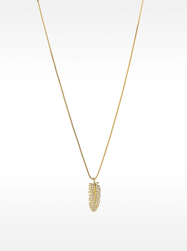 Feather necklace with zircons – 925 sterling silver